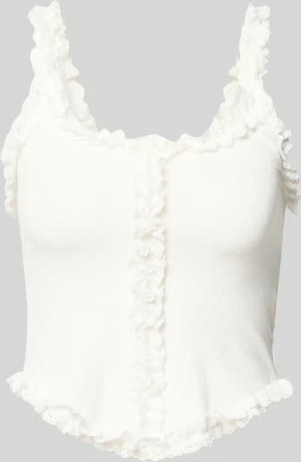 NOISY MAY Slim fit top van viscosemix met kant model 'Scale' - Foto 2