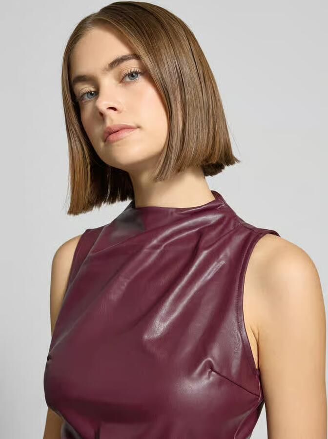 Noisy May Top in leerlook met plooien model 'DANDY' - Foto 2