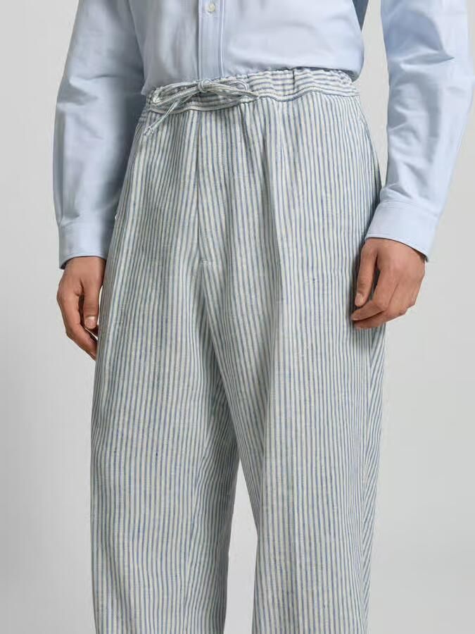 Officine Générale wide fit stoffen broek van linnenmix