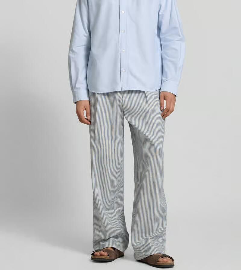 Officine Générale wide fit stoffen broek van linnenmix - Foto 2