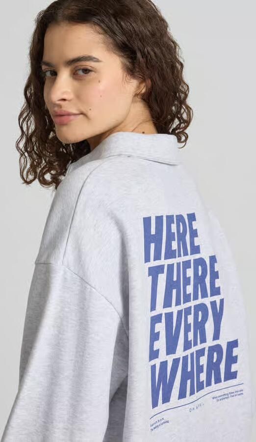 OH APRIL oversized sweatshirt met polokraag en labelprint - Foto 2