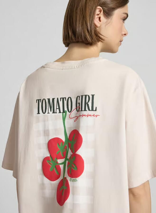 OH APRIL Oversized T-shirt met Labelstitching