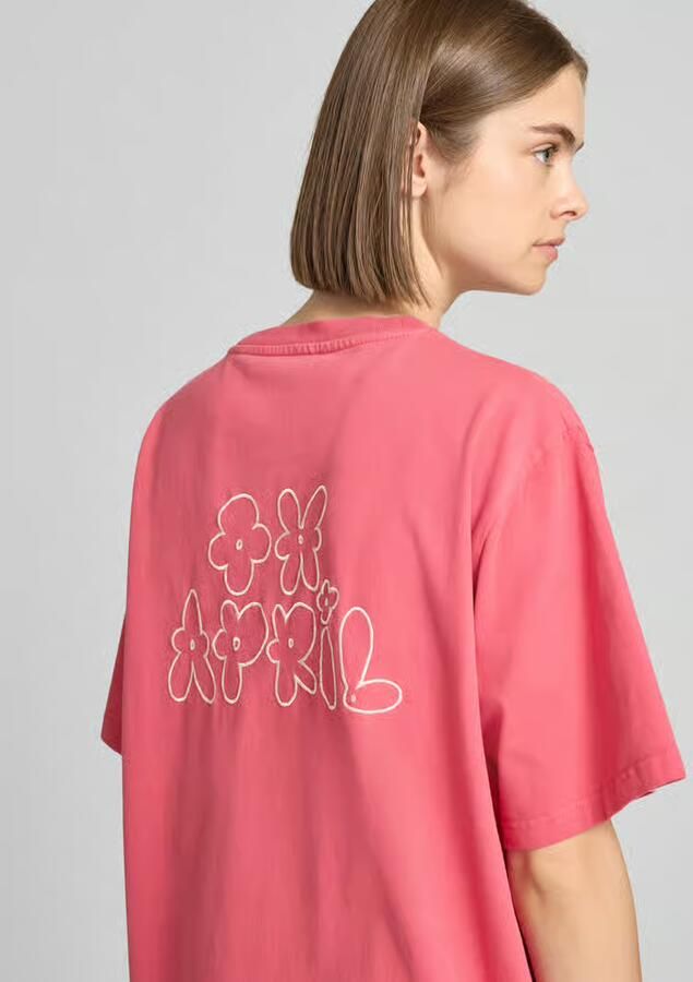 OH APRIL Oversized T-shirt met stitching aan de achterkant model 'Flower' - Foto 2