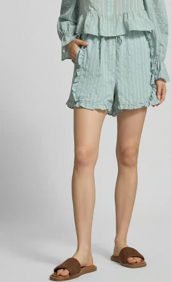 OH APRIL Short van viscosemix met volants model 'Vale' - Foto 3