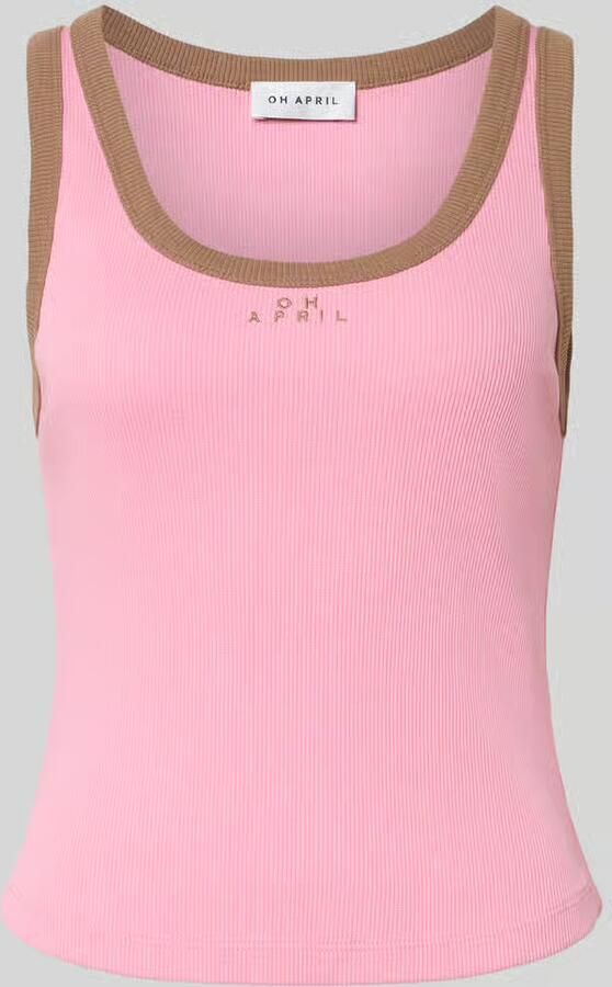 OH APRIL slim fit top met logostitching model 'Fiora' - Foto 2