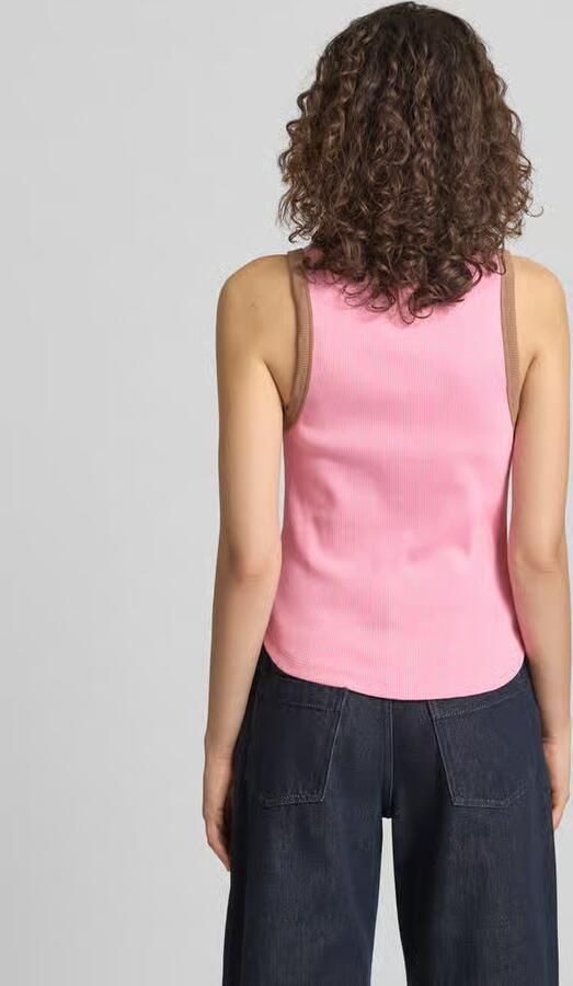 OH APRIL slim fit top met logostitching model 'Fiora' - Foto 4
