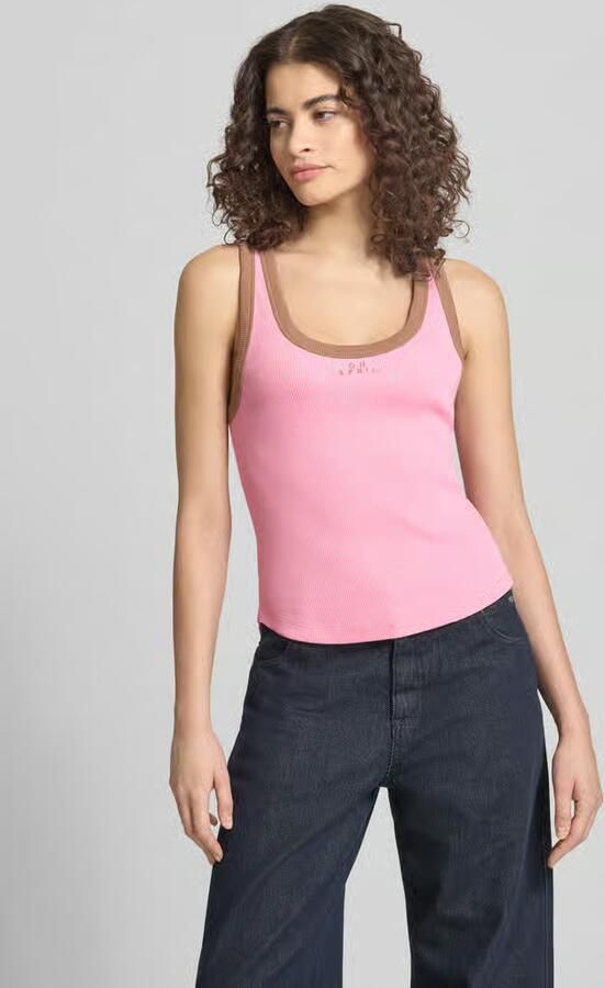 OH APRIL slim fit top met logostitching model 'Fiora' - Foto 3