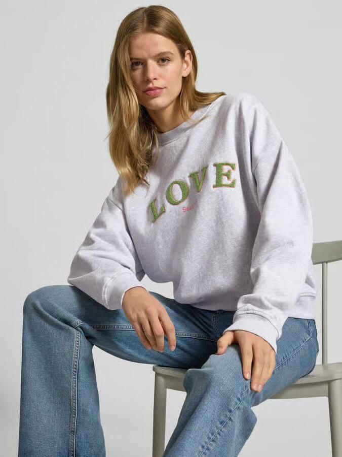 OH APRIL sweatshirt met Statement-stitching en Ronde hals