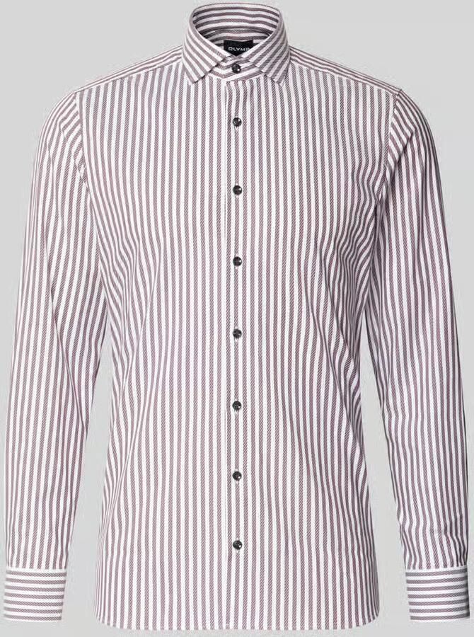 Olymp Overhemd Lange Mouw Overhemd Level 5 Luxury Stripe Bordeaux