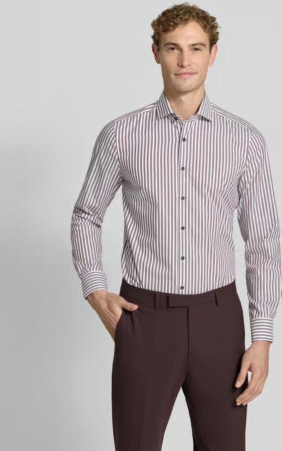 Olymp Overhemd Lange Mouw Overhemd Level 5 Luxury Stripe Bordeaux - Foto 3