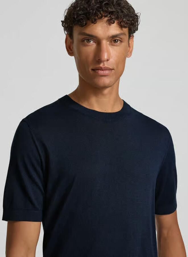 OLYMP Level 5 Gebreid shirt met ronde hals en 1 2-mouwen