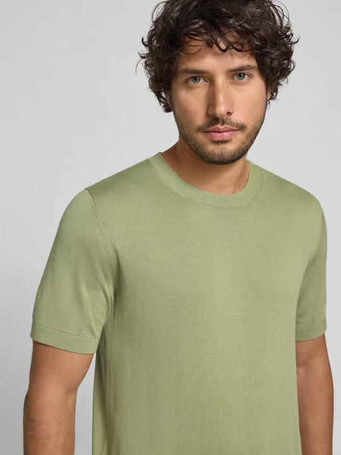 OLYMP Level 5 Gebreid shirt met ronde hals en 1 2-mouwen