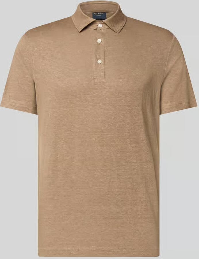 OLYMP Level 5 regular fit poloshirt van mix van linnen en elastaan - Foto 2