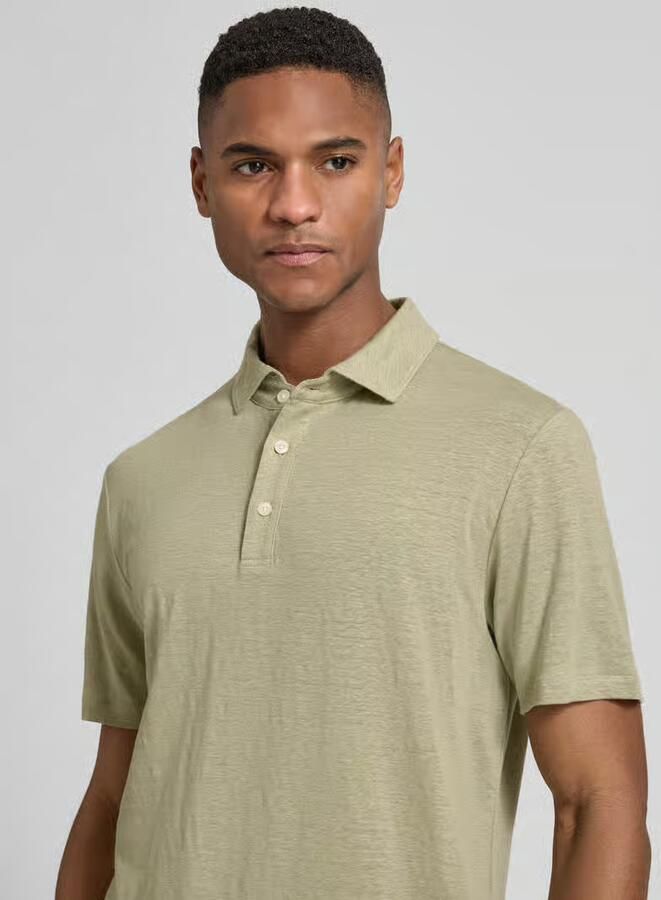 OLYMP Level 5 regular fit poloshirt van mix van linnen en elastaan