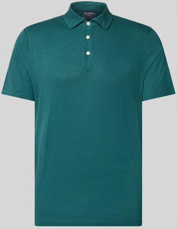 OLYMP Level 5 regular fit poloshirt van mix van linnen en elastaan