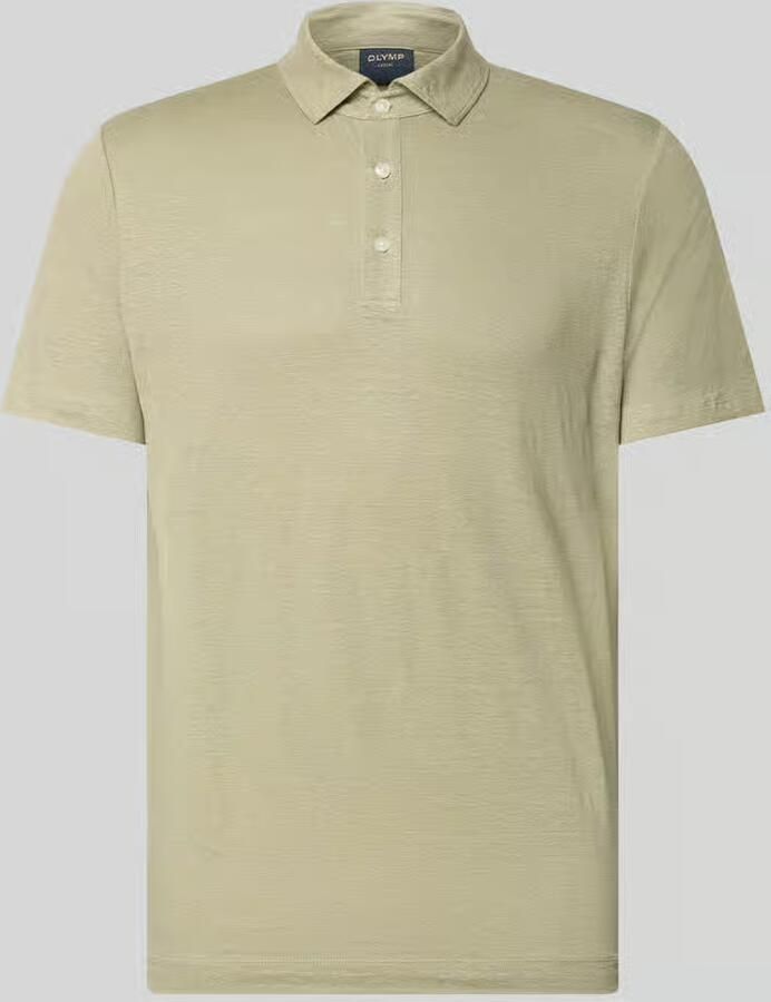 OLYMP Level 5 regular fit poloshirt van mix van linnen en elastaan