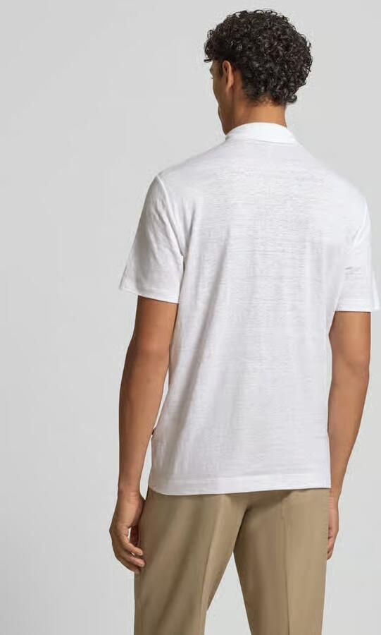 OLYMP Level 5 regular fit poloshirt van mix van linnen en elastaan - Foto 3