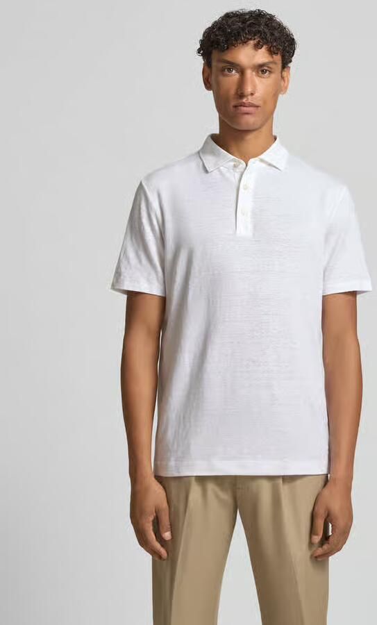 OLYMP Level 5 regular fit poloshirt van mix van linnen en elastaan - Foto 2