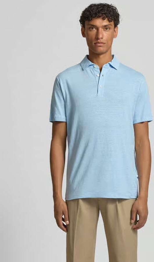 OLYMP Level 5 regular fit poloshirt van mix van linnen en elastaan - Foto 2