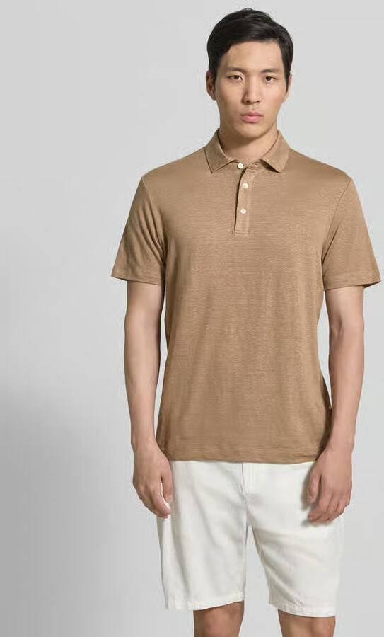 OLYMP Level 5 regular fit poloshirt van mix van linnen en elastaan - Foto 3