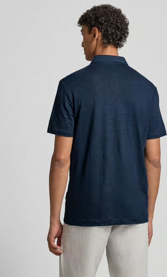 OLYMP Level 5 regular fit poloshirt van mix van linnen en elastaan