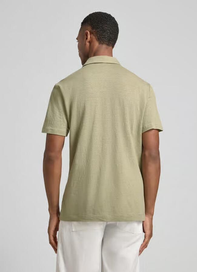 OLYMP Level 5 regular fit poloshirt van mix van linnen en elastaan - Foto 4