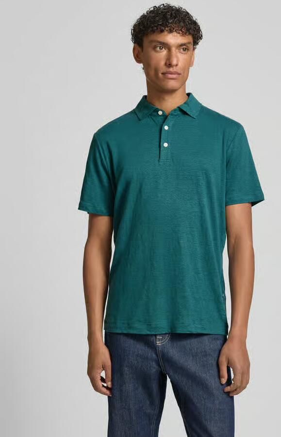 OLYMP Level 5 regular fit poloshirt van mix van linnen en elastaan - Foto 2
