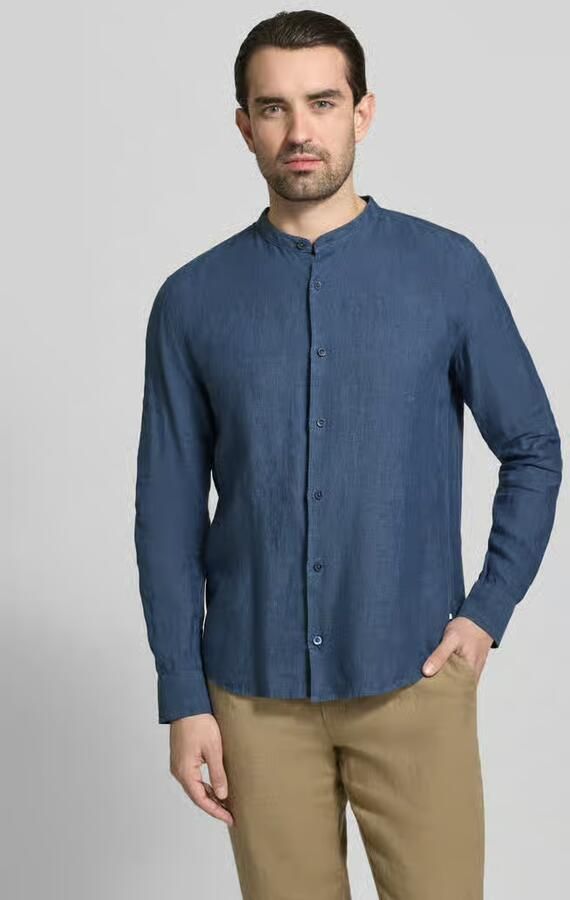 OLYMP Level 5 Slim fit linnen overhemd van puur linnen met opstaande kraag - Foto 2