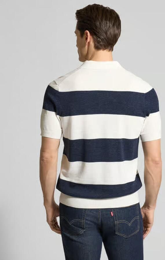 OLYMP Level Five Slim fit poloshirt van katoenmix in gebreide look