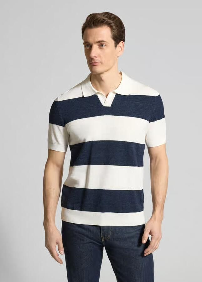 OLYMP Level Five Slim fit poloshirt van katoenmix in gebreide look - Foto 4