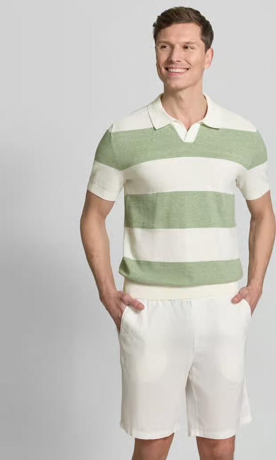 OLYMP Level Five Slim fit poloshirt van katoenmix in gebreide look - Foto 4