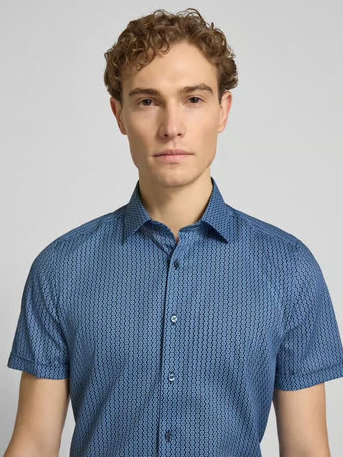 OLYMP Level 5 slim fit zakelijk hemd in all-over look met kentkraag