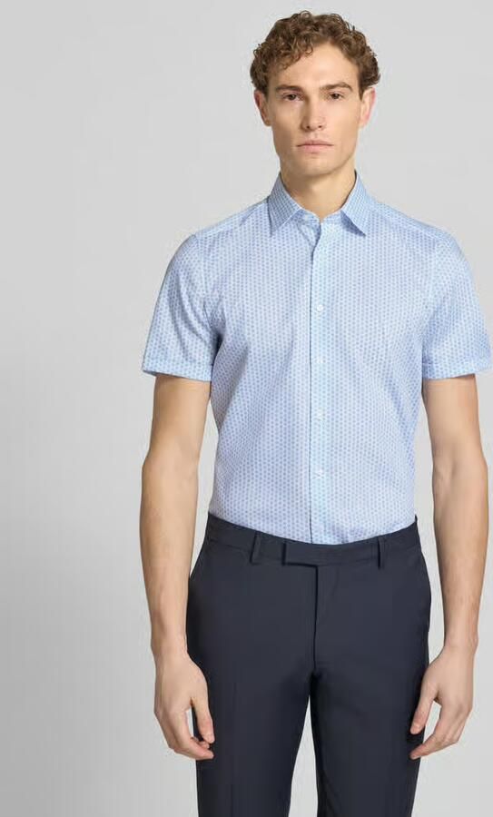 OLYMP Level 5 slim fit zakelijk hemd in all-over look met kentkraag - Foto 3