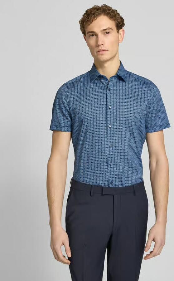 OLYMP Level 5 slim fit zakelijk hemd in all-over look met kentkraag - Foto 3