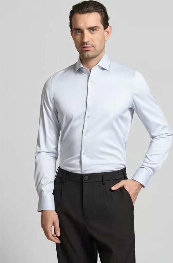 OLYMP Level 5 Slim fit zakelijk Hemd in eenkleurig design met Kentkraag - Foto 3