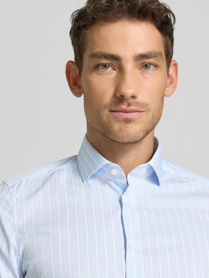 OLYMP Level 5 slim fit zakelijk hemd met blokstrepen en kentkraag