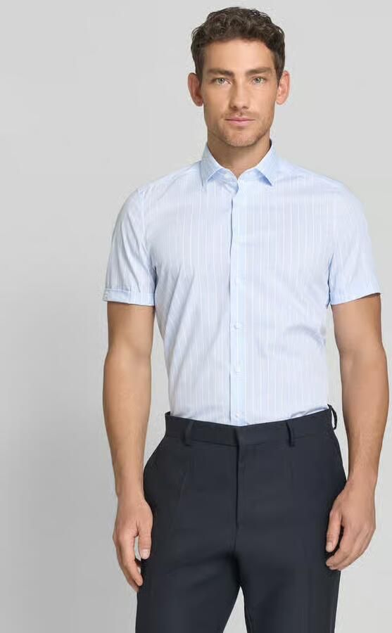OLYMP Level 5 slim fit zakelijk hemd met blokstrepen en kentkraag - Foto 4
