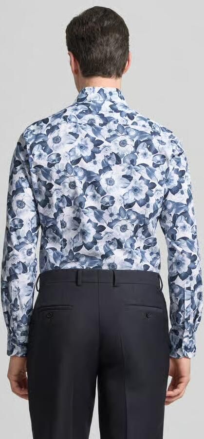 OLYMP Level 5 slim fit zakelijk hemd met kentkraag en bloemmotief