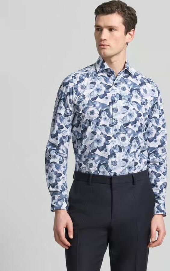 OLYMP Level 5 slim fit zakelijk hemd met kentkraag en bloemmotief - Foto 4