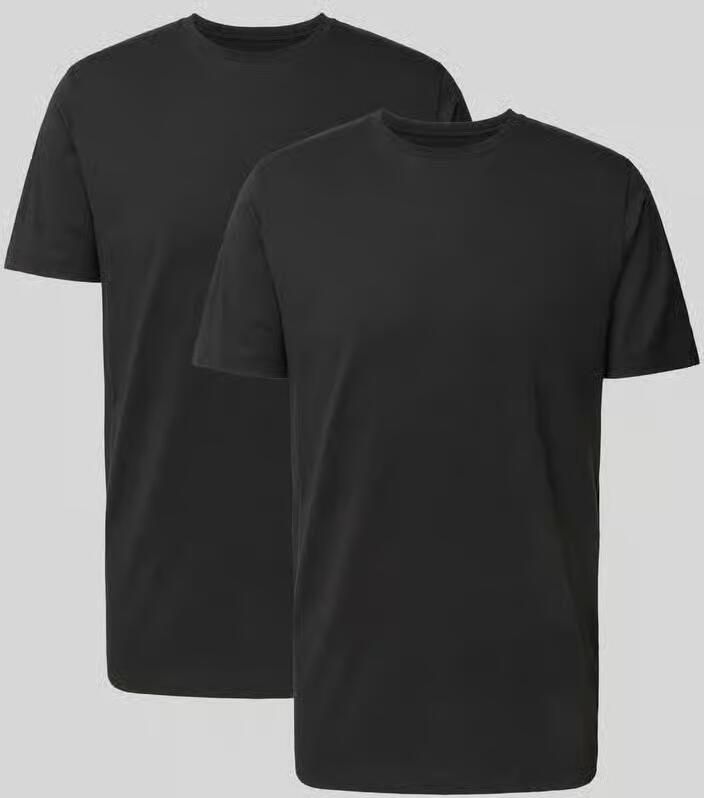 OLYMP Level 5 T-shirt met geribde ronde hals in een set van 2 stuks - Foto 2