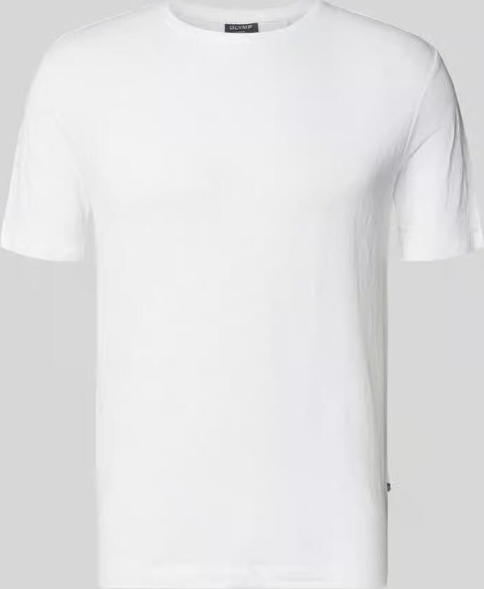 OLYMP Level 5 T-shirt van mix van linnen en elastaan met ronde hals - Foto 2