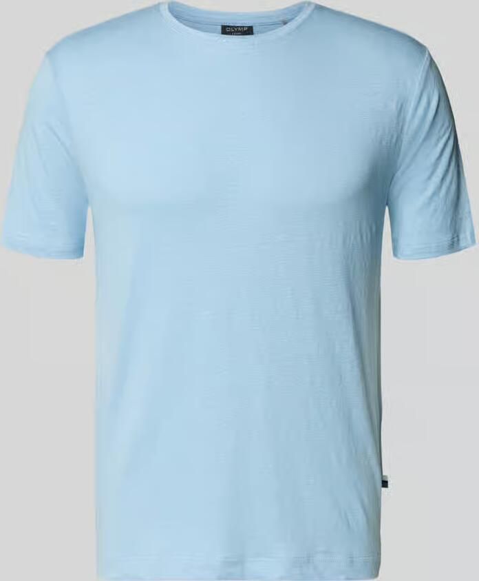 OLYMP Level 5 T-shirt van mix van linnen en elastaan met ronde hals - Foto 2