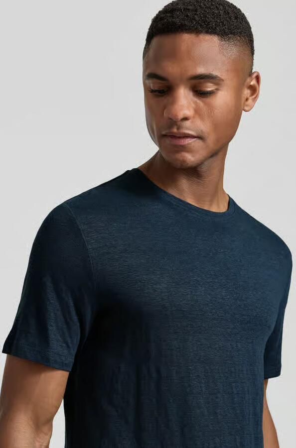OLYMP Level 5 T-shirt van mix van linnen en elastaan met ronde hals