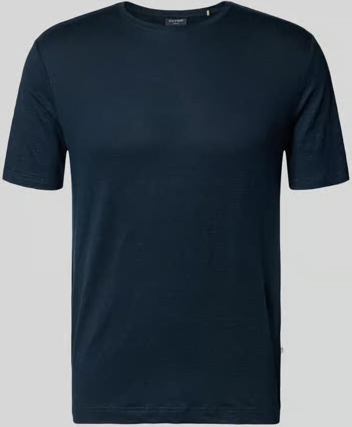 OLYMP Level 5 T-shirt van mix van linnen en elastaan met ronde hals - Foto 2