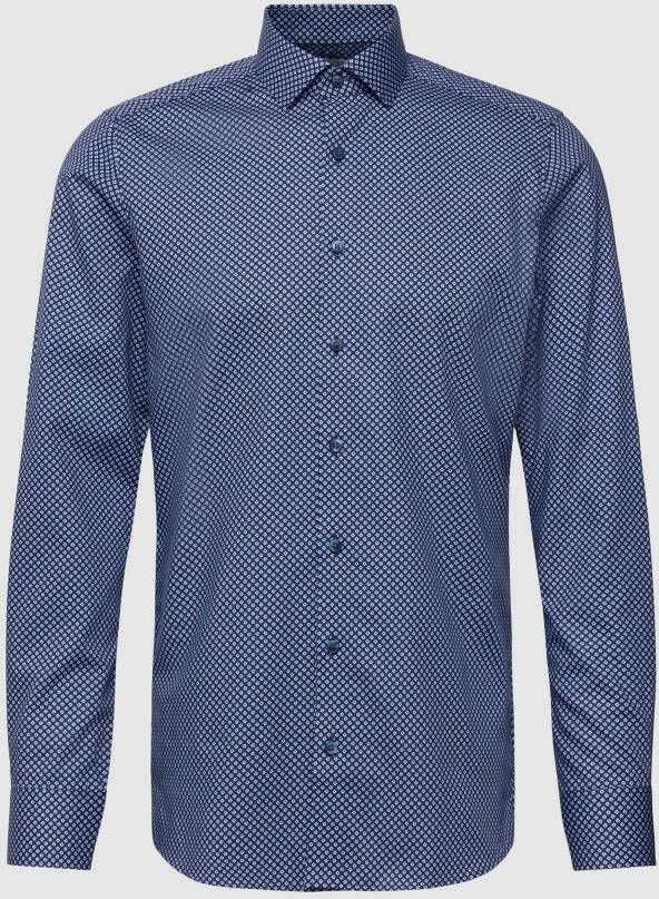 Olymp business overhemd Level Five extra slim fit blauw geprint katoen