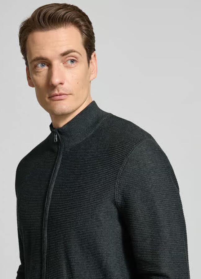 OLYMP Level Five Regular fit cardigan met opstaande kraag - Foto 2