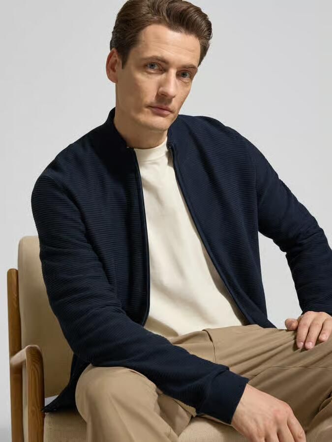 OLYMP Level Five Regular fit cardigan met opstaande kraag - Foto 3