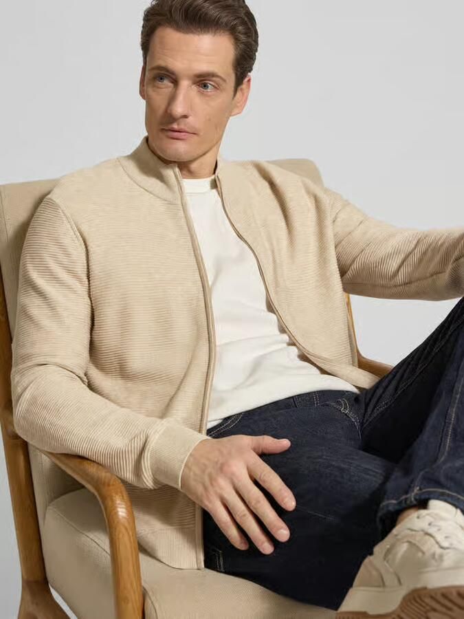 OLYMP Level Five Regular fit cardigan met opstaande kraag - Foto 2