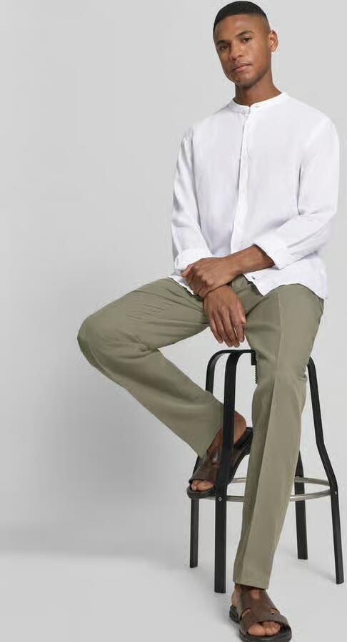 OLYMP Level Five Slim fit linnen overhemd van puur linnen met opstaande kraag