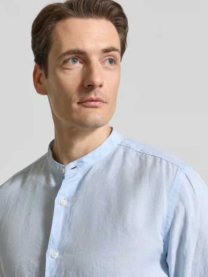 OLYMP Level 5 Slim fit linnen overhemd van puur linnen met opstaande kraag